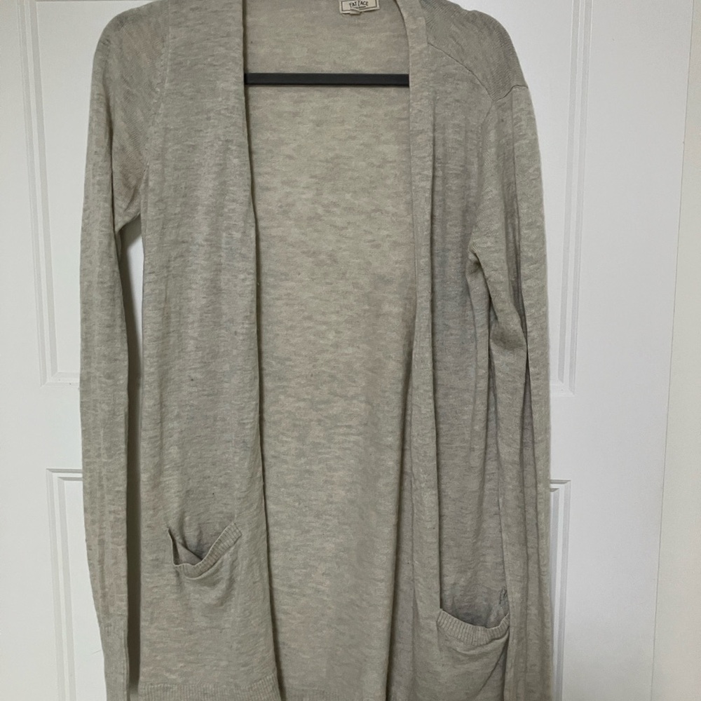Fat Face Light Gray Cardigan Lightweight Knit Sweater